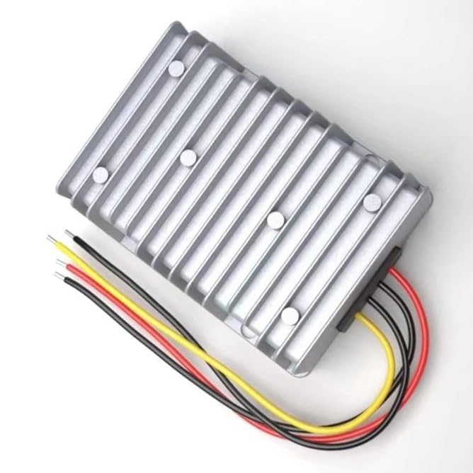YAXIGE DC-DC converter front view shows compact 24V 720W output for rugged use
