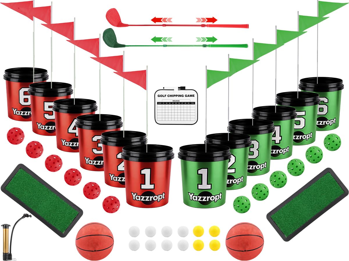 Yazzropt Giant 3-in-1 Bucket Golf Set for epic backyard competition.