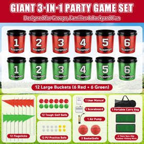 Yazzropt pickleballs included for fast-paced bucket golf play.