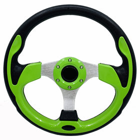 YEHICY 12.5 inch green steering wheel with silver spokes for EZGO and Club Car upgrade