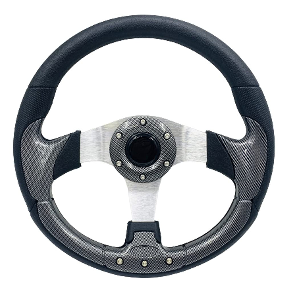 YEHICY 12.5 inch steering wheel on EZGO TXT RXV for improved control and style.