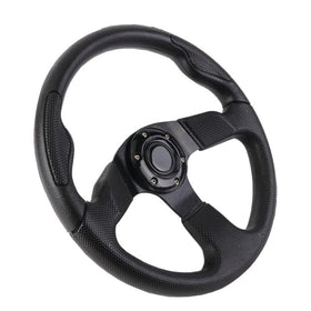 YEHICY 13-7 inch steering wheel closeup showing ergonomic grip for comfort.