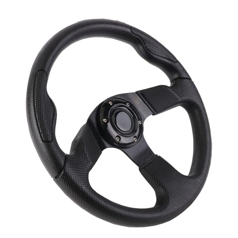 YEHICY 13-7 inch steering wheel closeup showing ergonomic grip for comfort.