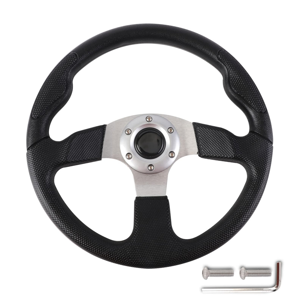 YEHICY 13.7-inch front-view silver spokes steering wheel improves grip and control