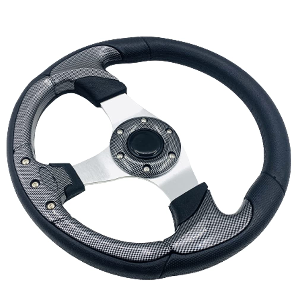 YEHICY carbon fiber steering wheel close-up highlighting lightweight durability and sporty finish.