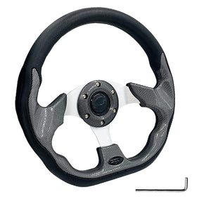 YEHICY carbon-fiber steering wheel for EZGO TXT angle—lightweight with premium grip.