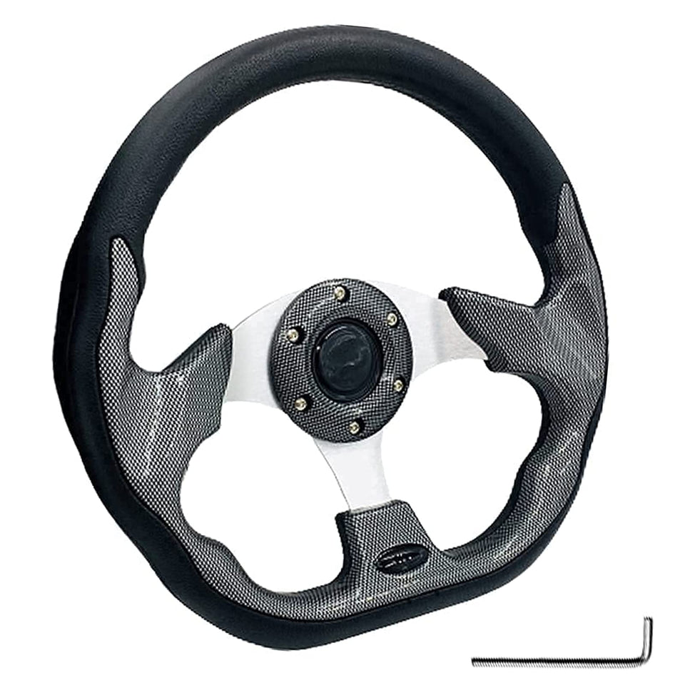 YEHICY carbon-fiber steering wheel for EZGO TXT angle—lightweight with premium grip.