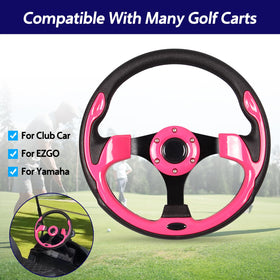 YEHICY pink steering wheel frame detail highlights sturdy aluminum spokes.