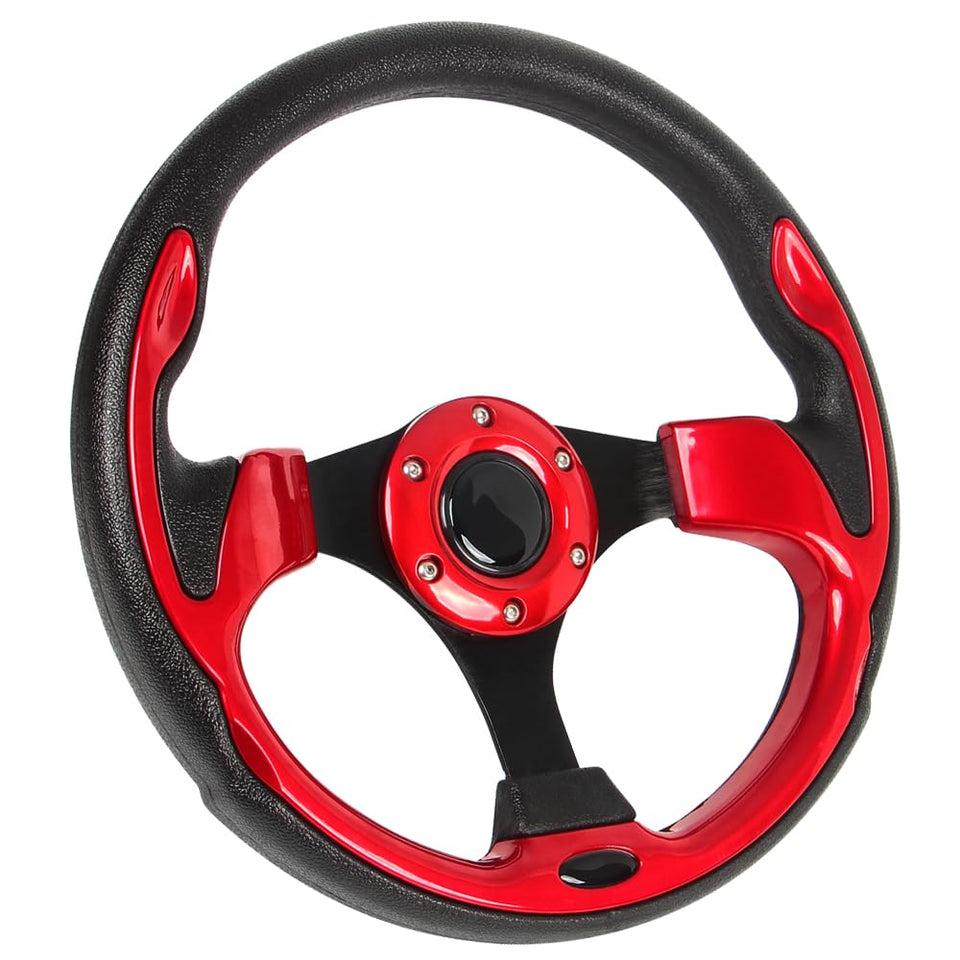 YEHICY red steering wheel with black aluminum frame for secure golf-cart control