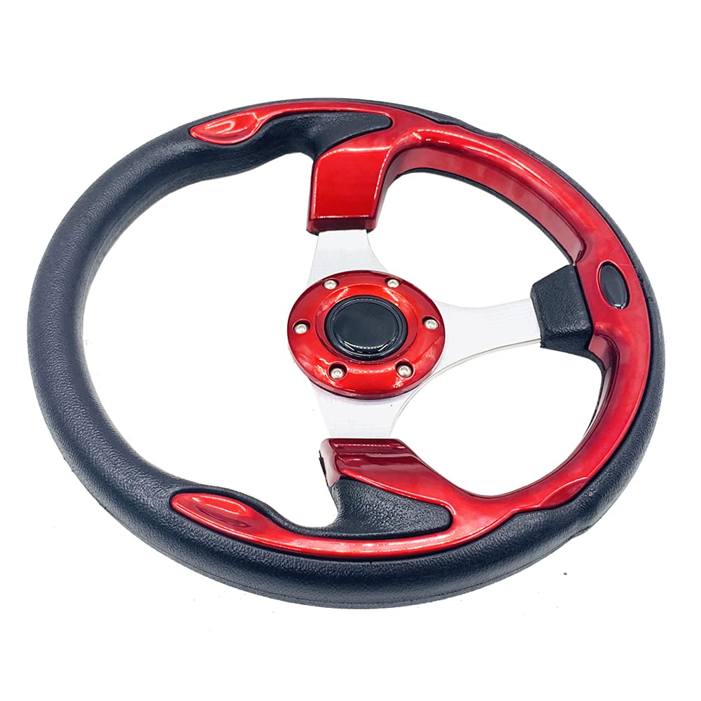 YEHICY red racing-style wheel provides a comfortable palm-fit grip during long rounds