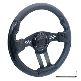 YEHICY universal 320mm steering wheel on a golf cart, premium grip and stylish look.