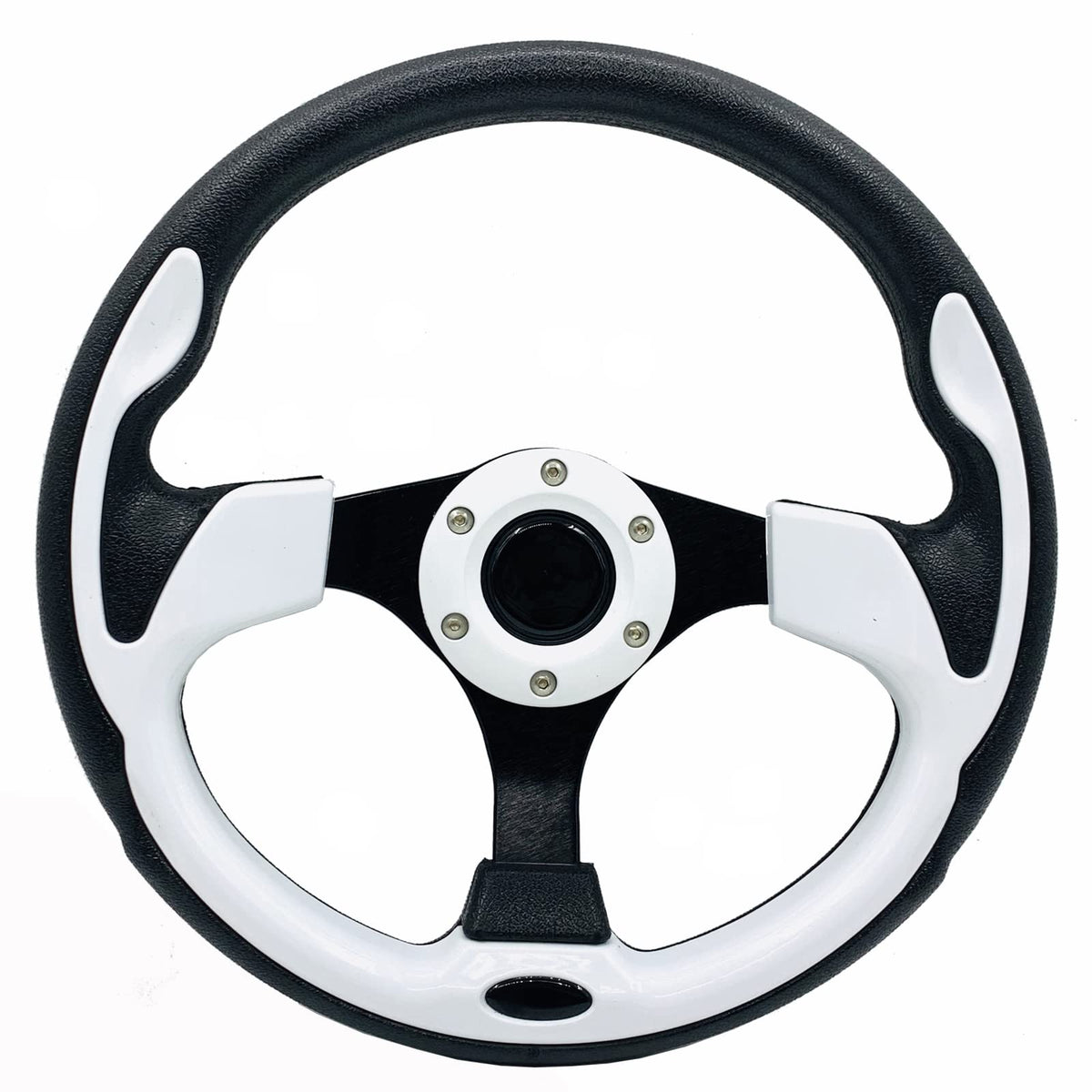 YEHICY white steering wheel in full view, ready for universal golf cart upgrade.