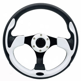 YEHICY white steering wheel in full view, ready for universal golf cart upgrade.