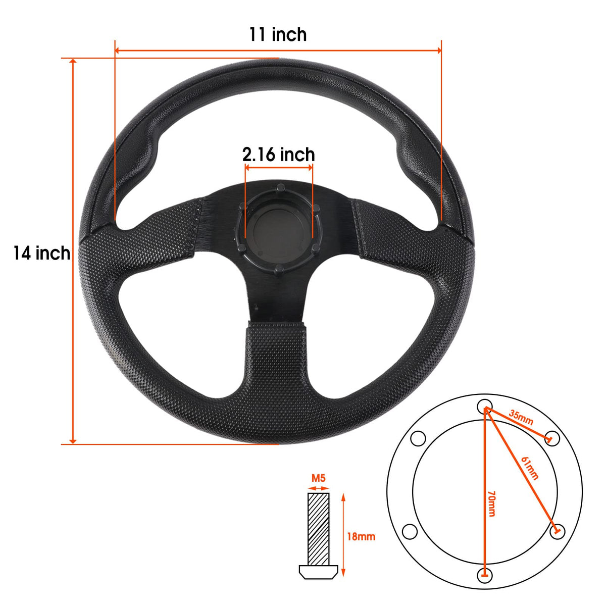 YEHICY Yamaha golf cart steering wheel with horn and grip.