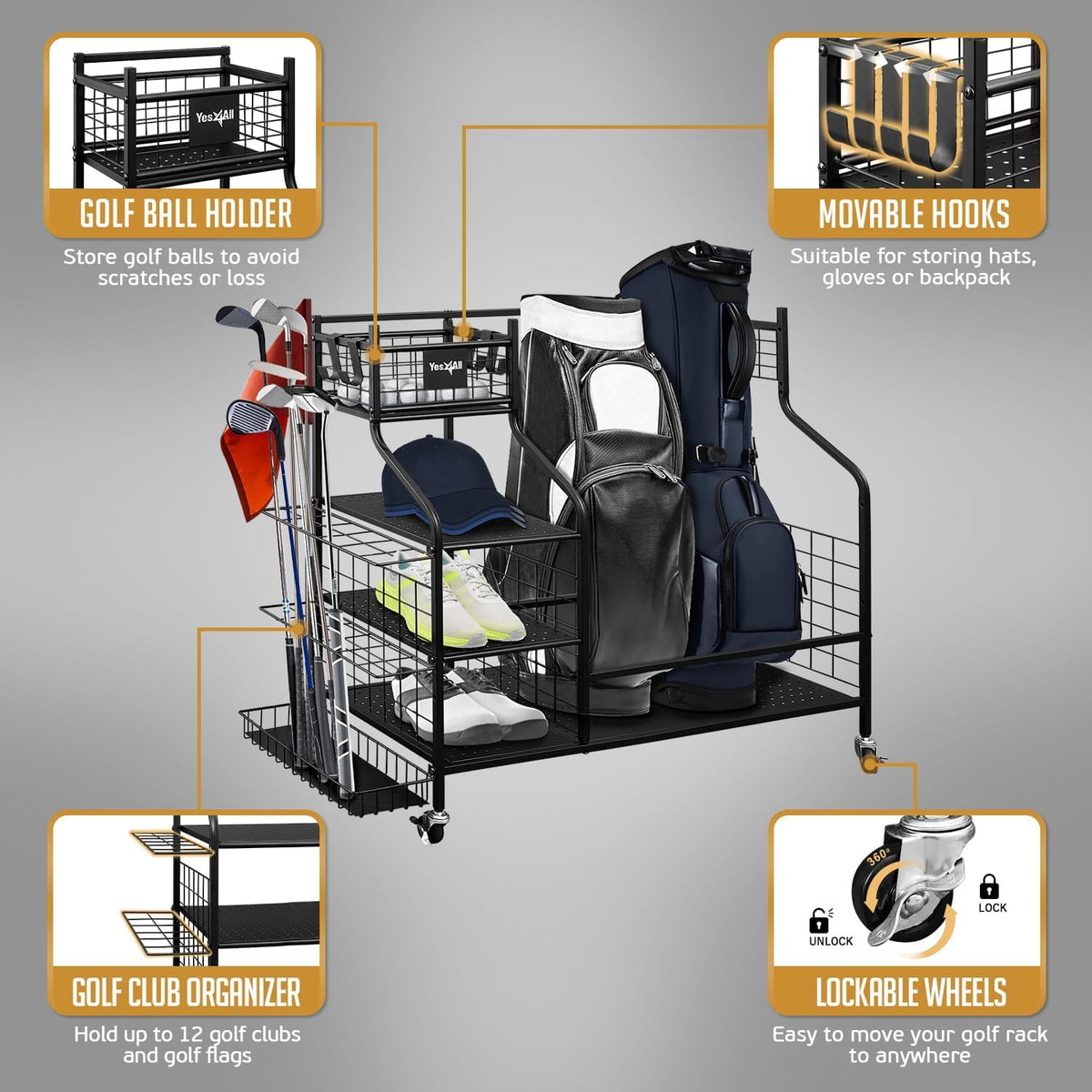 Yes4All adjustable hooks secure towels, hats, and gear.