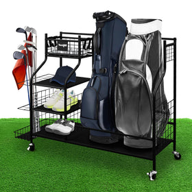 Yes4All golf storage rack assembly facilitates easy setup and organization.