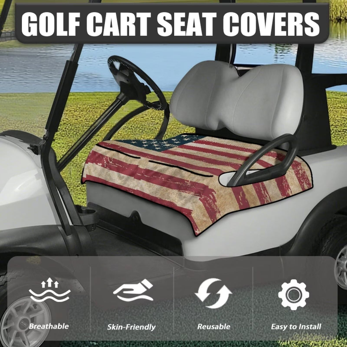 Yewattles 50 x 30.9-inch seat cover fits most two-seat carts securely.