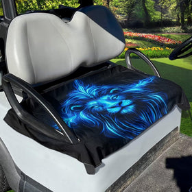 Yewattles Blue Lion golf cart seat cover protects seats from spills and stains.