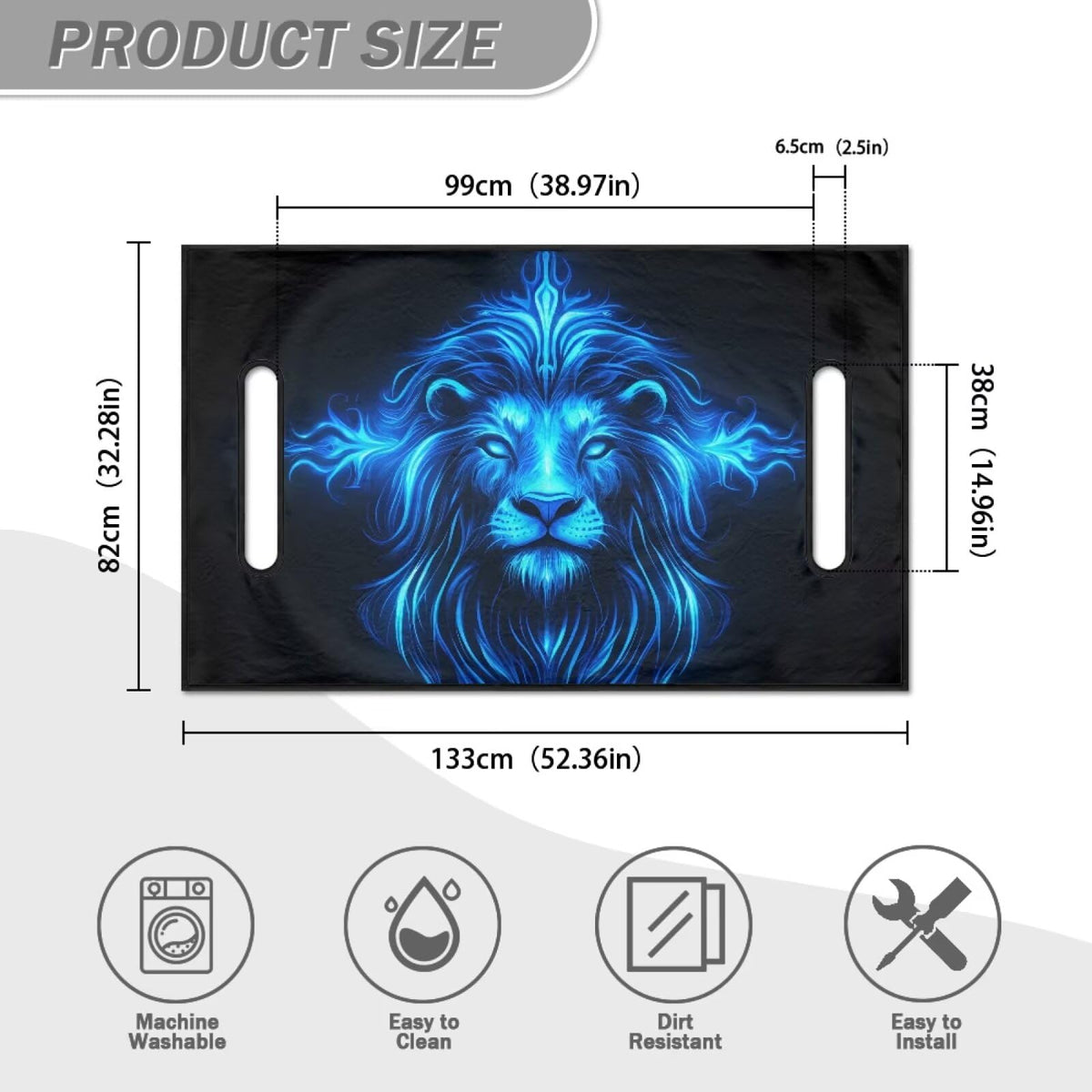 Decorative Yewattles Blue Lion seat cover refreshes the cart exterior.