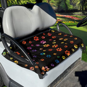 Yewattles dog paw seat cover on a golf cart, universal fit protects seats