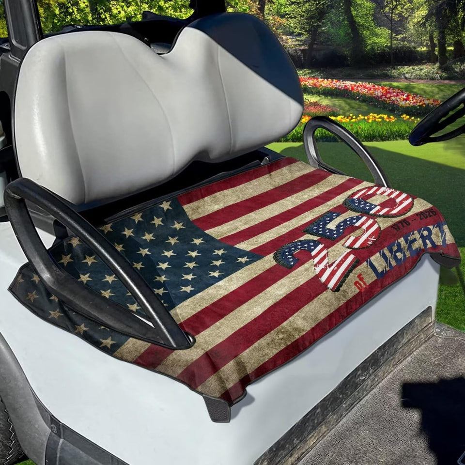 Yewattles American flag pattern seat cover protects golf cart seats.