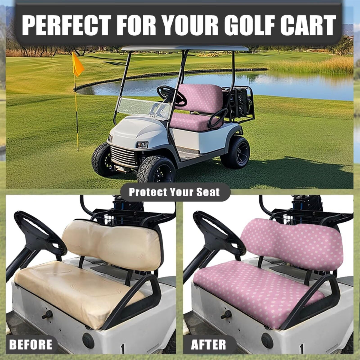 Yewattles breathable polyester golf seat cover enhances comfort.