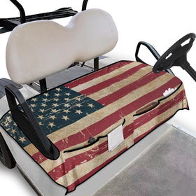 Yewattles vintage American flag golf cart seat cover adds patriotic style and seat protection.