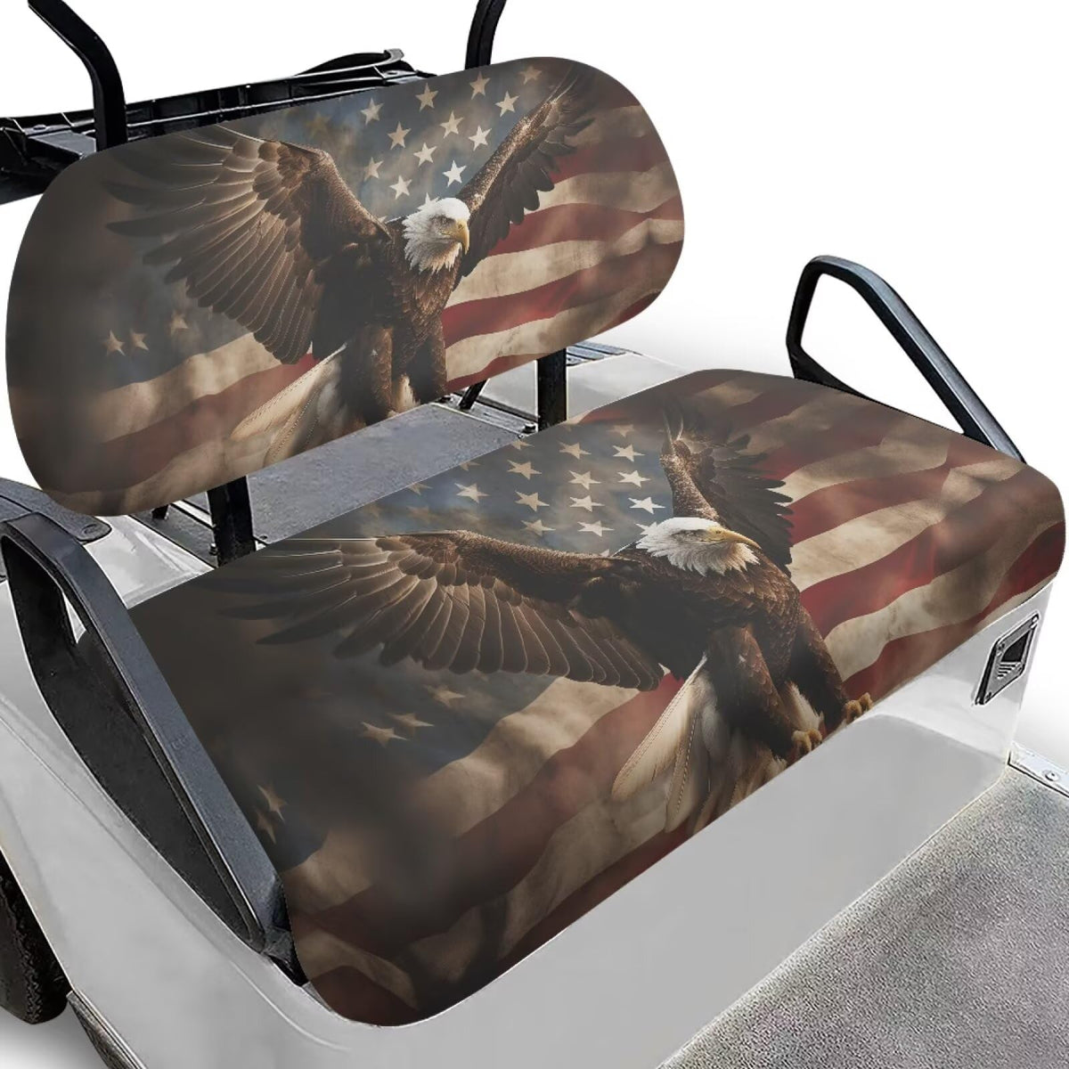 Yewattles Vintage Fly Eagle seat cover on universal fit cart enhances comfort and style