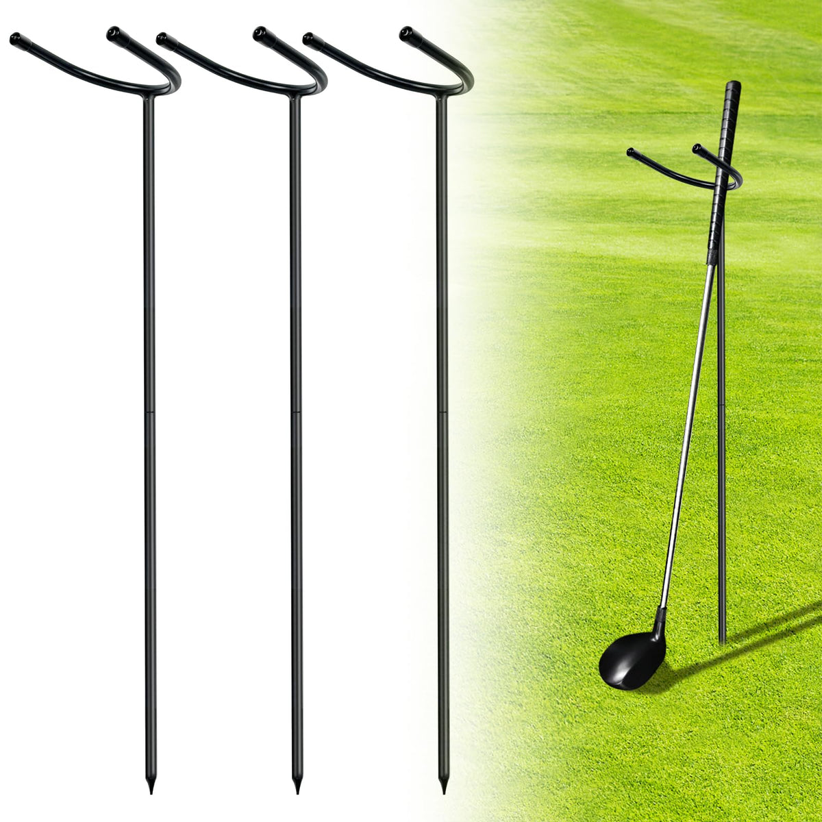 YEXEXINM 3-piece golf club holder with U-shaped design keeps clubs organized on the course.