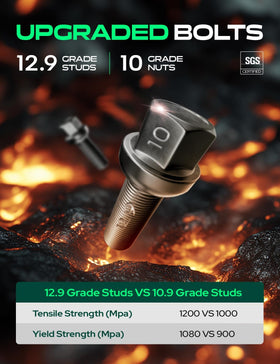 YHTAUTO 12.9-grade studs emphasize high-strength hardware for secure install.