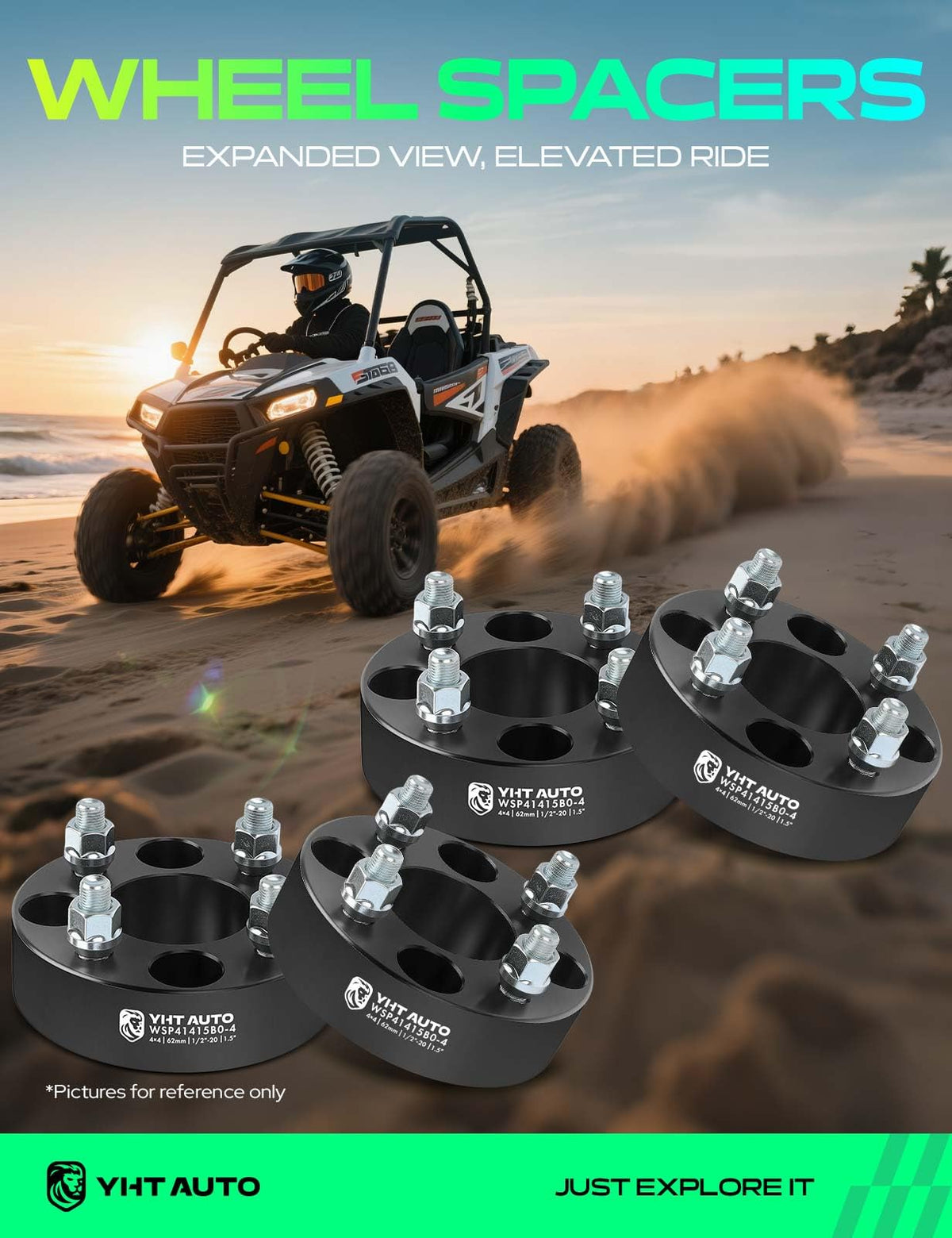 YHTAUTO EZ GO club cart spacer side view for wider stance and clearance.