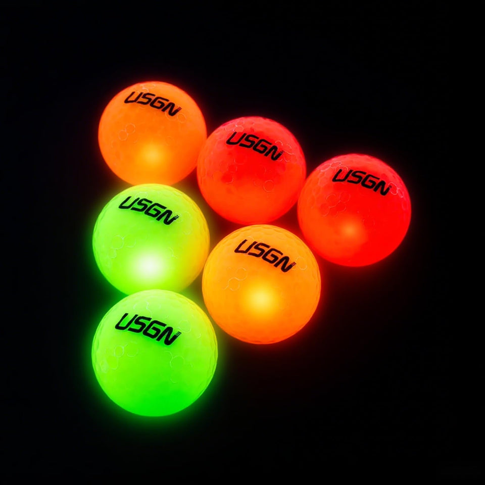 Yi Dong luminous golf balls glow in the dark for easy night tracking.