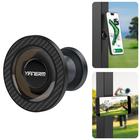 Yianerm magnetic golf cart phone holder secures phones with a strong magnet.