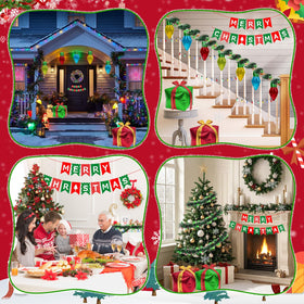 YIBOBO banner, garlands and lights complete holiday setup