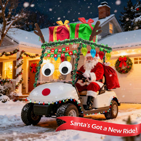 YIBOBO reindeer eyes enhance outdoor decor on a cart