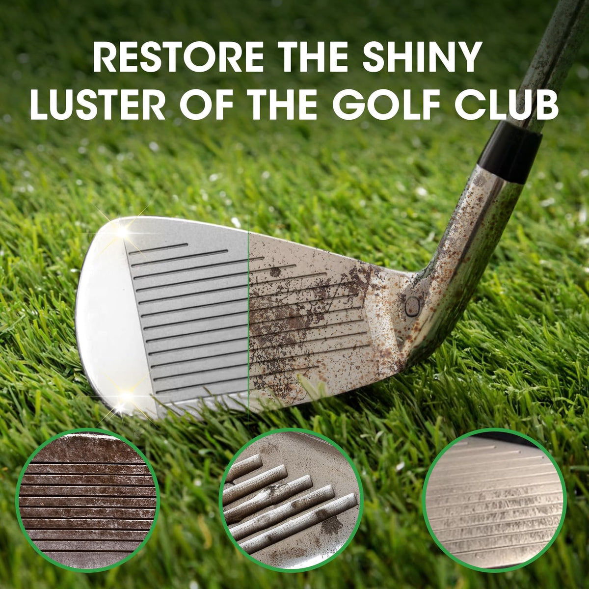 YIJINKING Golf Club Cleaner jar showing all-in-one cleaning formula.