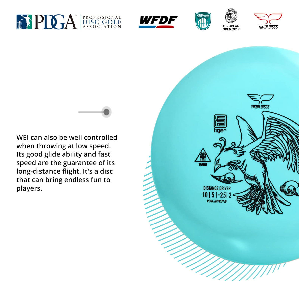 Yikun Disc Golf Driver 165-170g weight range for stability