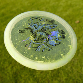 Yellow packaging shot highlighting PDGA compliance and high visibility