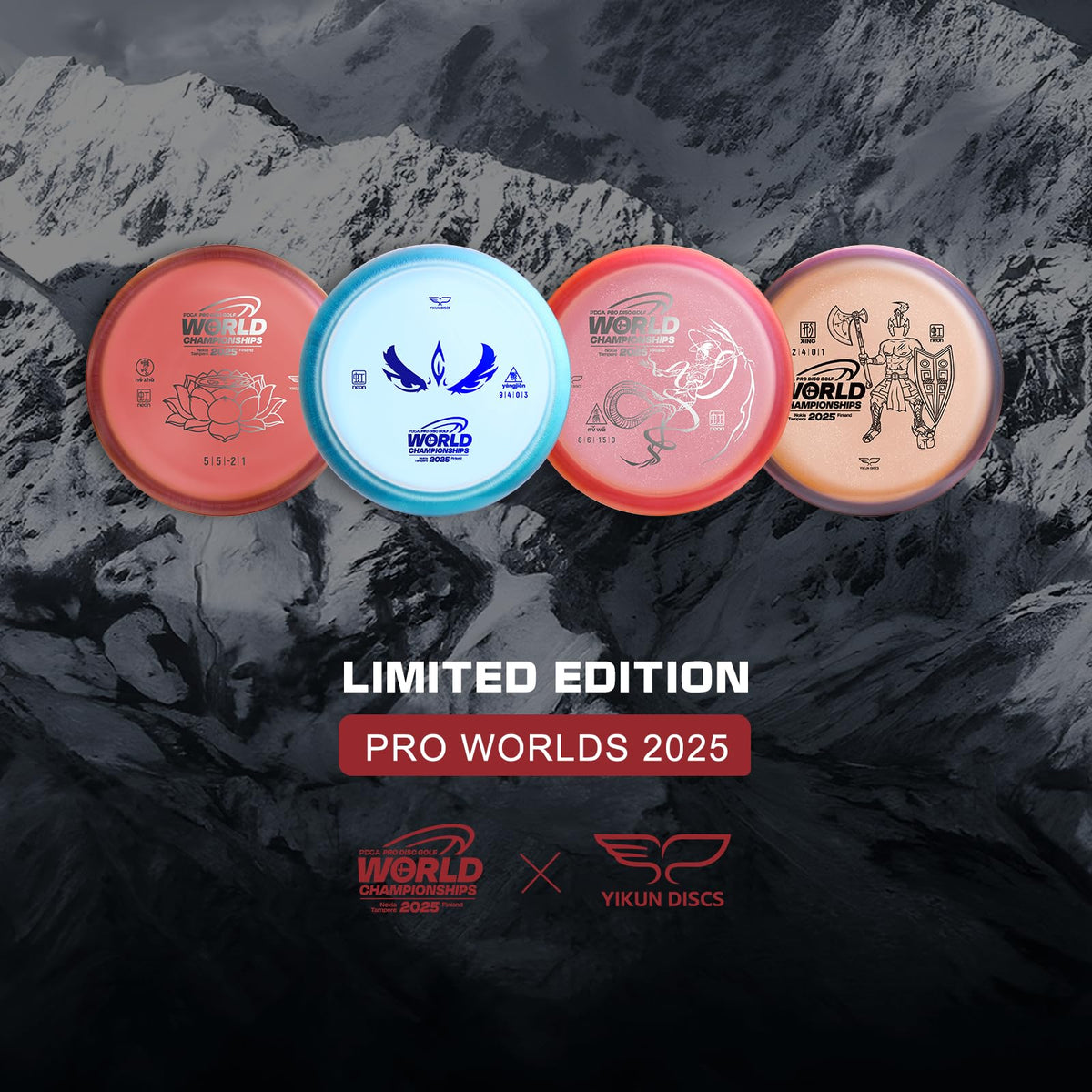 Yikun PDGA limited edition disc commemorating World Championships with vibrant aesthetics.