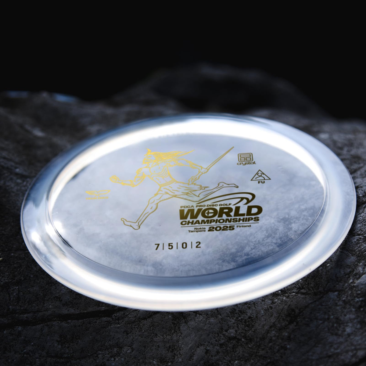 Yikun Glow Worlds 2025 red — commemorative PDGA-approved disc design.