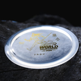 Yikun Glow Worlds 2025 red — commemorative PDGA-approved disc design.