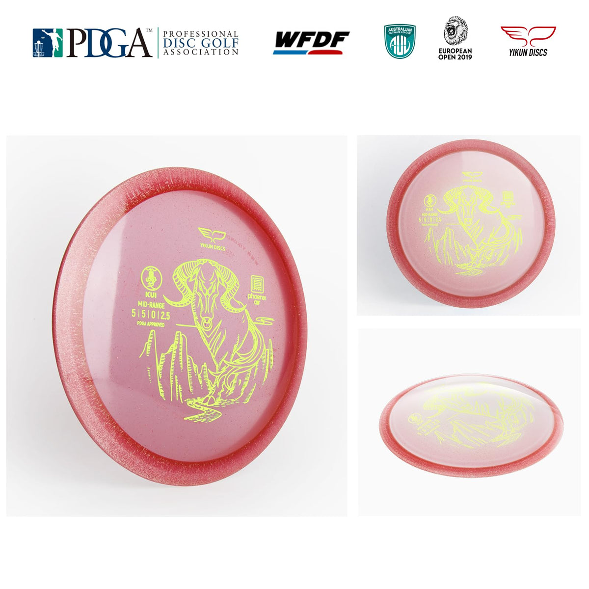 Close-up of translucent Yikun Kui Midrange Disc showing vibrant color