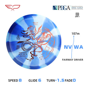 Yikun PDGA disc golf fairway driver blue glaze X in flight shows stable throws