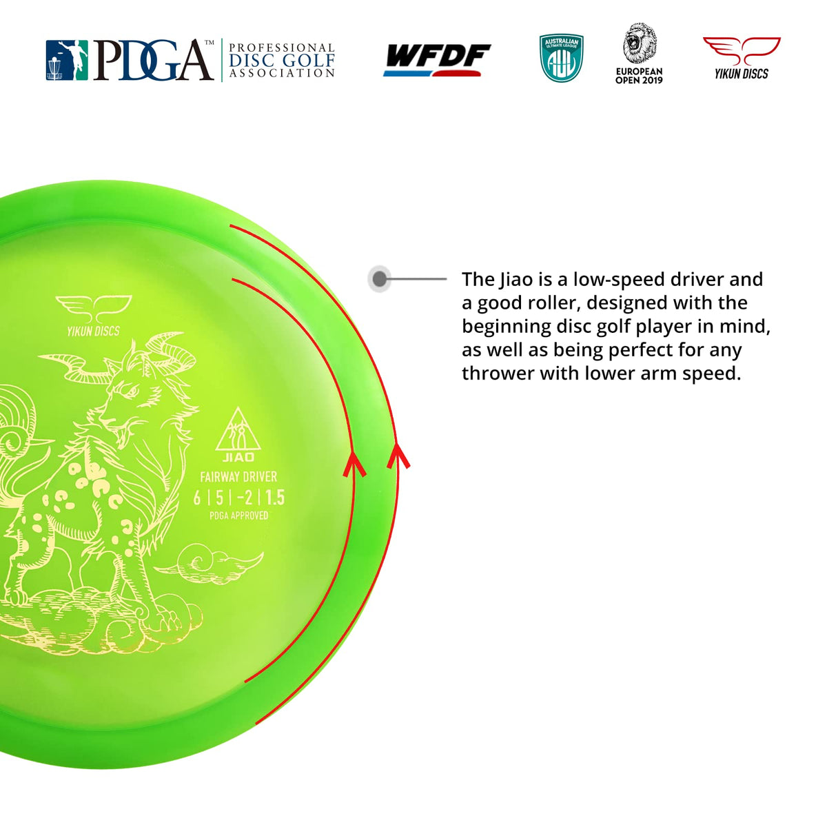 Yikundiscs disc golf driver in flight path illustrating glide potential.