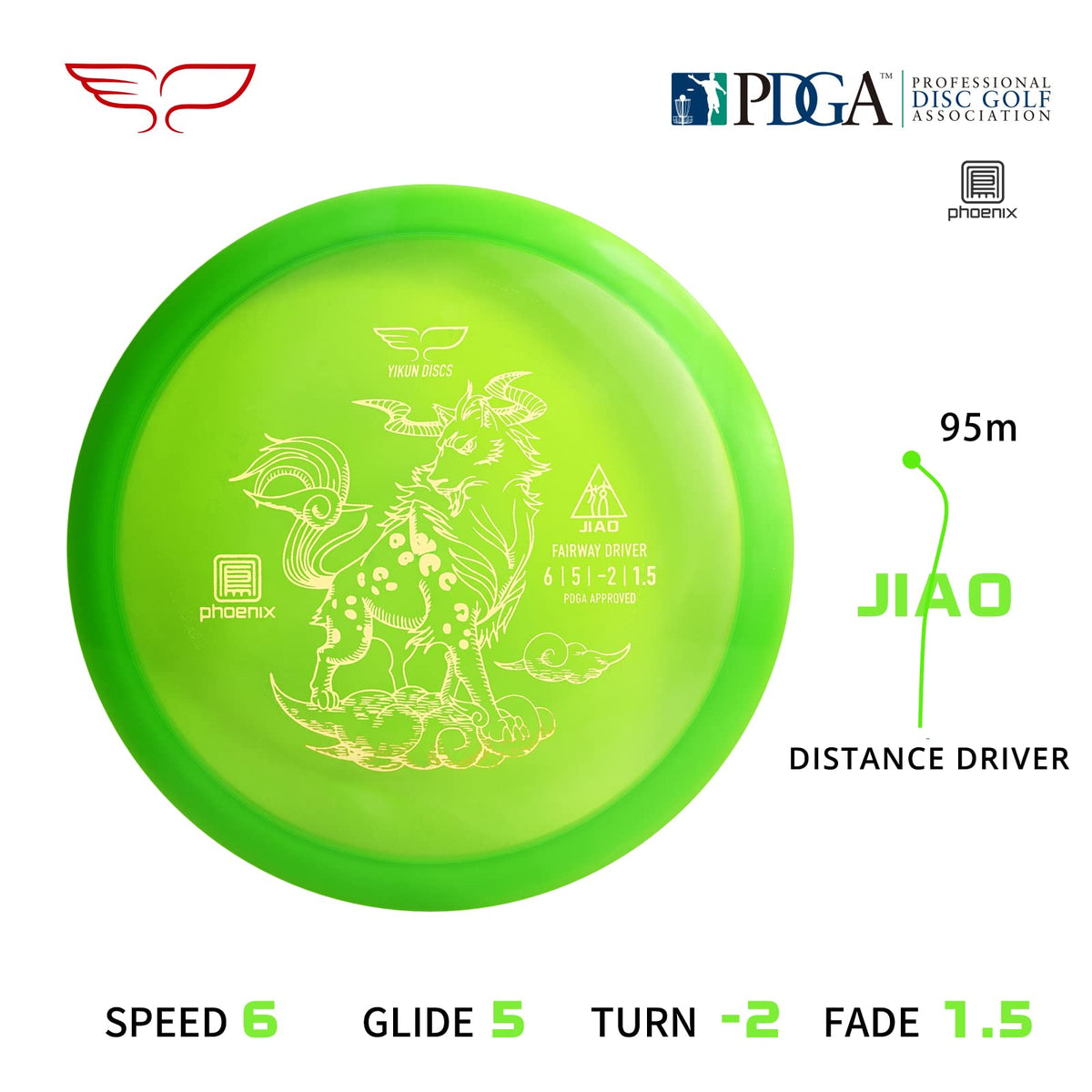 Yikundiscs green driver in hand grip highlighting release control.