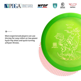 Yikundiscs green driver with PDGA stamp visible for tournament use.
