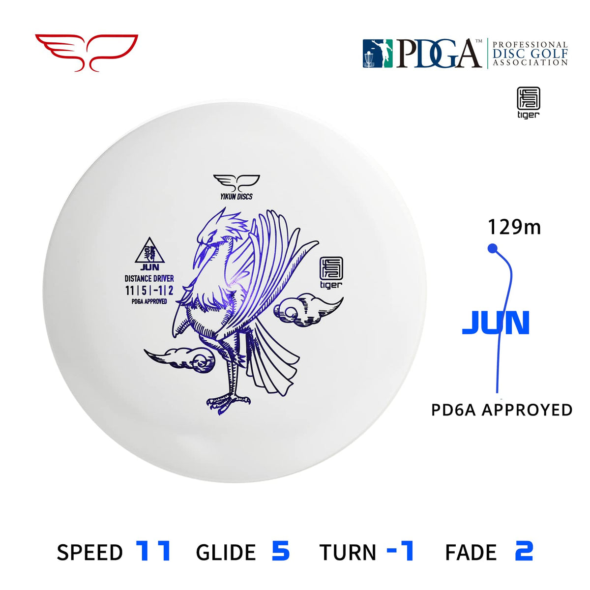 yikundiscs distance driver in flight arc demonstrates straight-line flight and stability