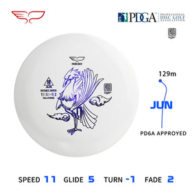 yikundiscs distance driver in flight arc demonstrates straight-line flight and stability