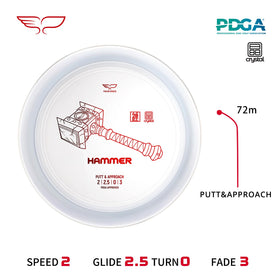 Yikundiscs Hammer crystal disc – top view, torque-resistant putter for precise upshots