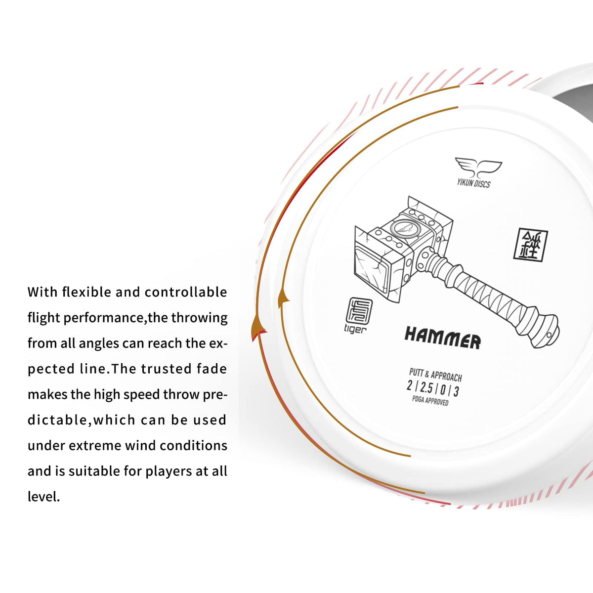 Yikundiscs Hammer overstable flight supports confident hyzer lines.